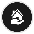 House resting on a hand icon